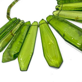 Green Amber Tablet & Crystal Beads Necklace Sterling Silver